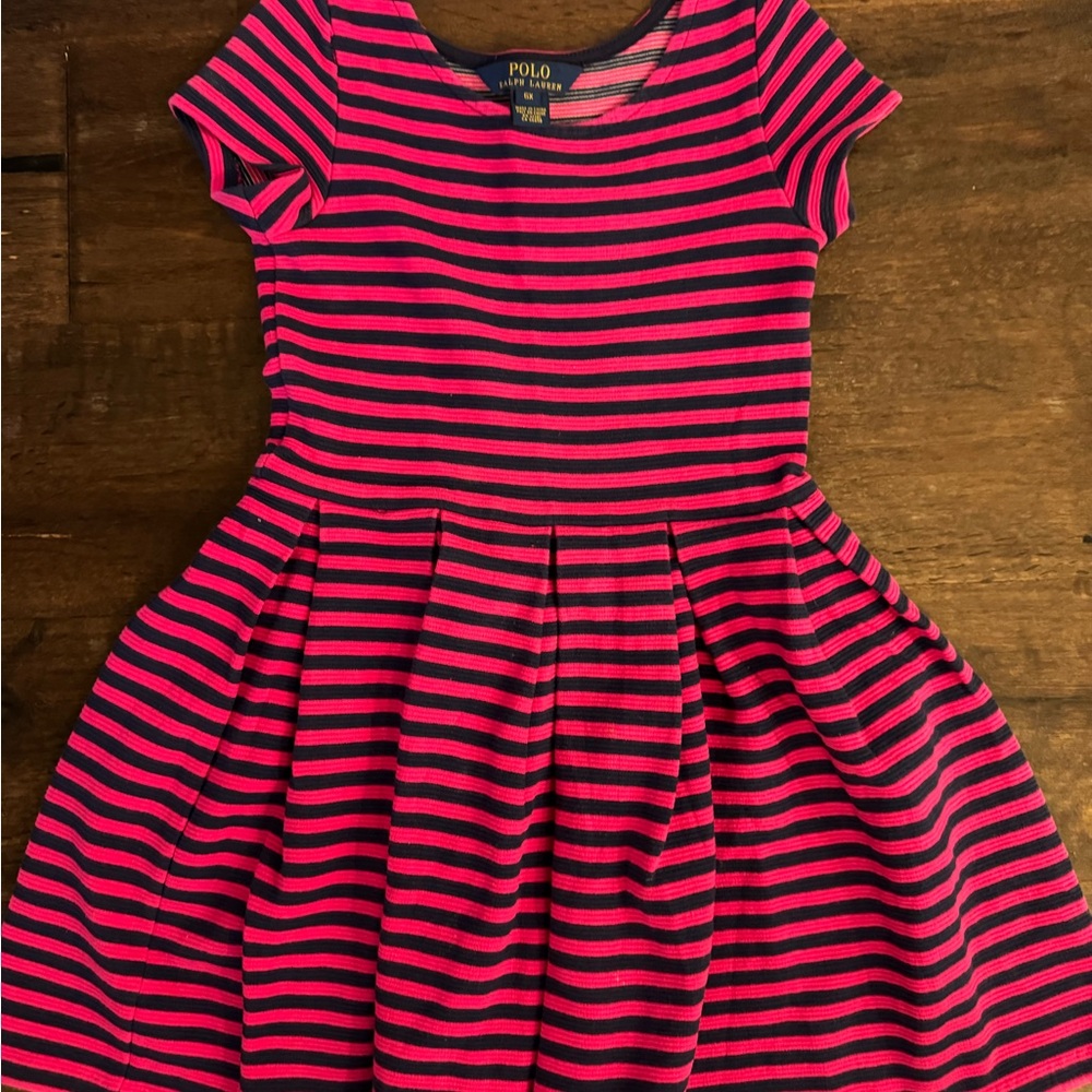Polo by Ralph Lauren Kids Dress in Pink and Black Stripes